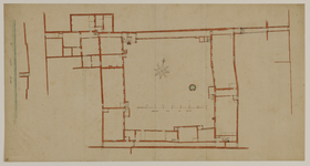 216497 Plattegrond van het St. Ceciliaklooster, gelegen tussen de Oudegracht en de Neude te Utrecht; met indeling van ...